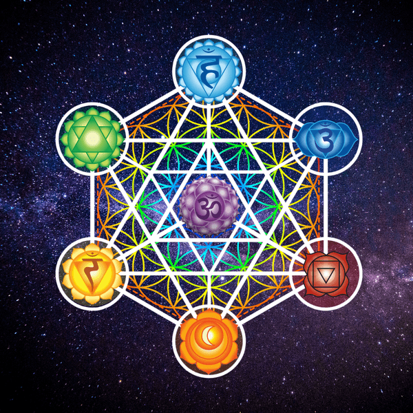 Intuitive NRG — Metatron's Cube with Chakra Symbols